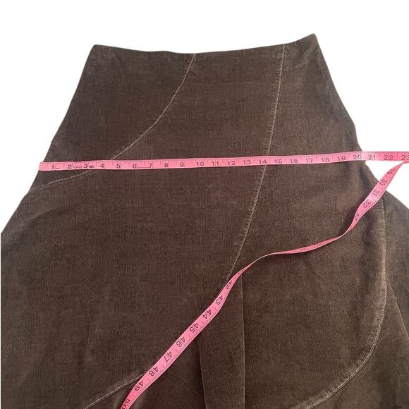 Horny Toad Bamboo Corduroy A-Line Ruffled Skirt Brown Size 8 Y2K Granola Girl - Picture 9 of 10